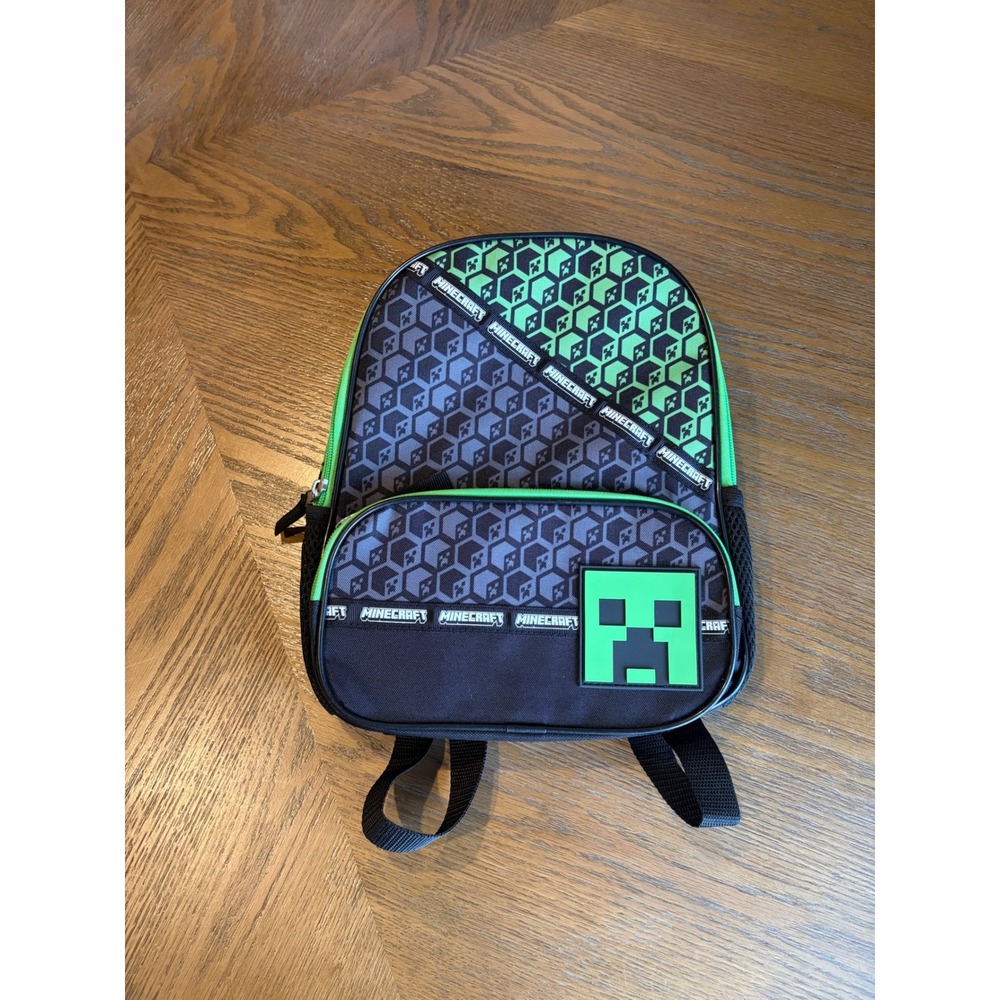 Minecraft Creeper Mini Backpack Kids Bioworld Green Black Block Print NWT